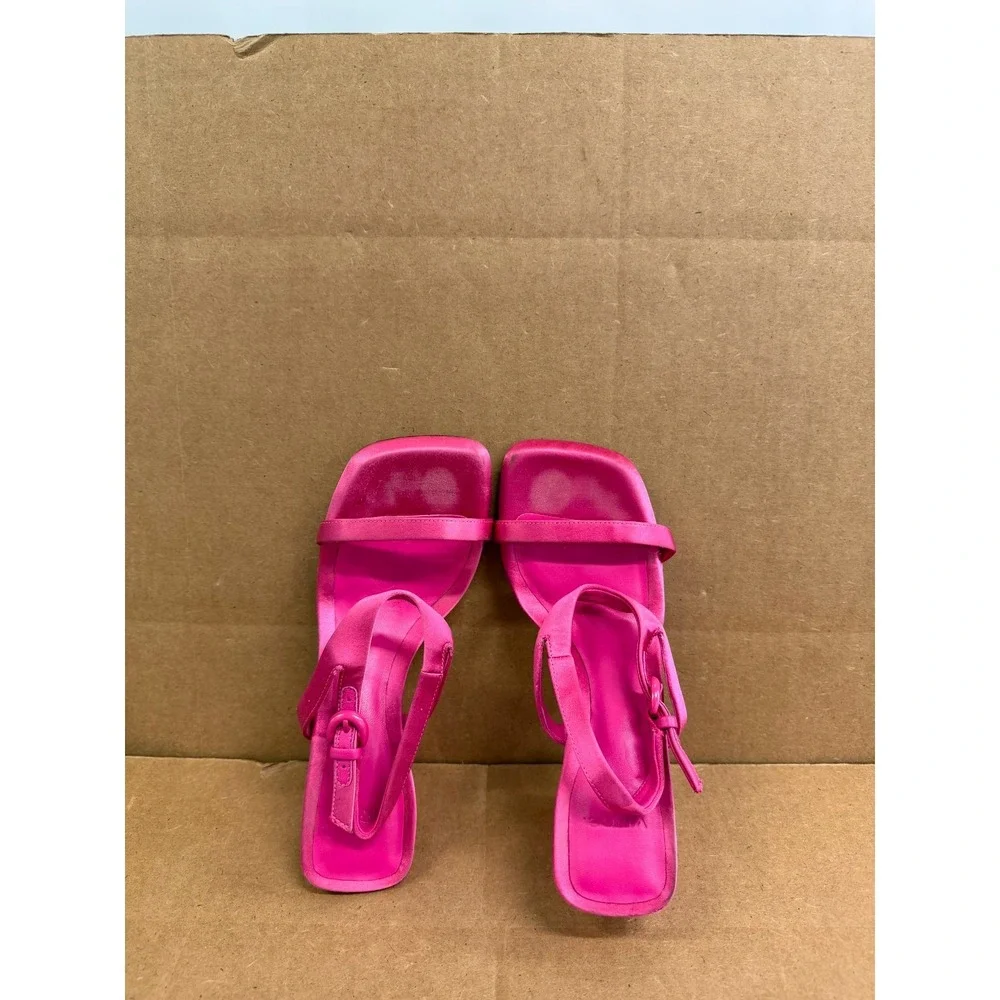 Vince Luella Satin Ankle-Strap Heeled Sandals Hot Pink Womens Size 6M US